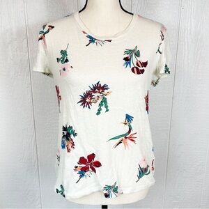 Madewell White Cream Colorful Flower Print Top Medium